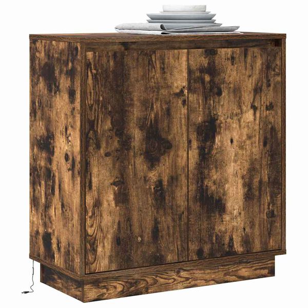 vidaXL LED Sideboard Gerookt eiken 71 x 34,5 x 75 cm Bewerkt hout