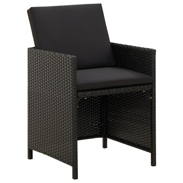 vidaXL Tuinstoelen 2 st met kussens poly rattan zwart
