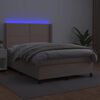 vidaXL Boxspring met matras en LED kunstleer cappuccinokleur 140x190cm