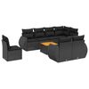 vidaXL 9-delige Loungeset met kussens poly rattan zwart