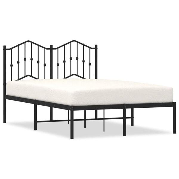 vidaXL Bedframe met hoofdbord metaal zwart 120x200 cm