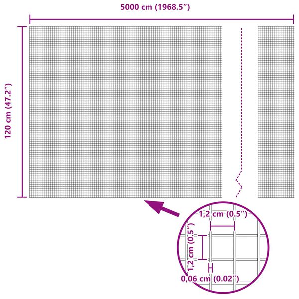 vidaXL Gelaste draadhek Zilver 1.2 x 50 m