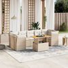 vidaXL 8-delige Loungeset met kussens poly rattan beige