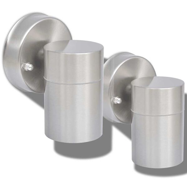 vidaXL LED-wandlamp buiten neerwaarts RVS 2 st