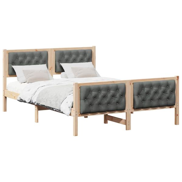 vidaXL Bedframe Donkergrijs 140 x 190 cm Massief grenenhout