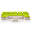 vidaXL 8-delige Loungeset met kussens pallet grenenhout