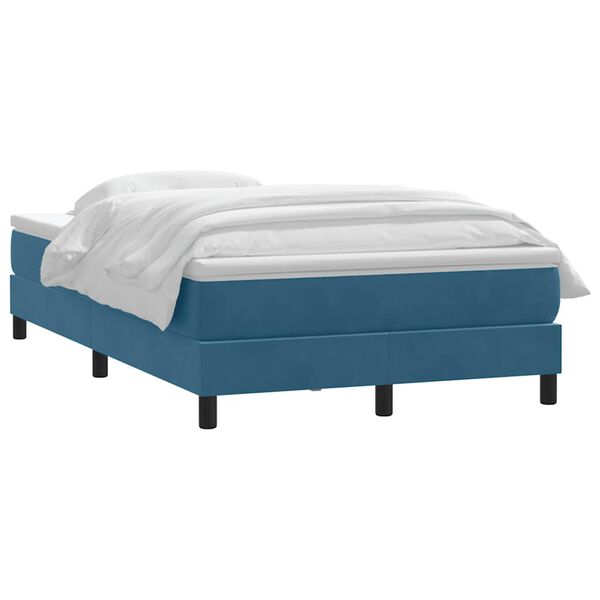 vidaXL Boxspring met matras fluweel donkerblauw 120x220 cm