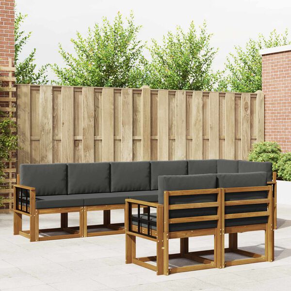 vidaXL Buiten bankenset met kussen 8 pcs Natuurlijk en Antraciet