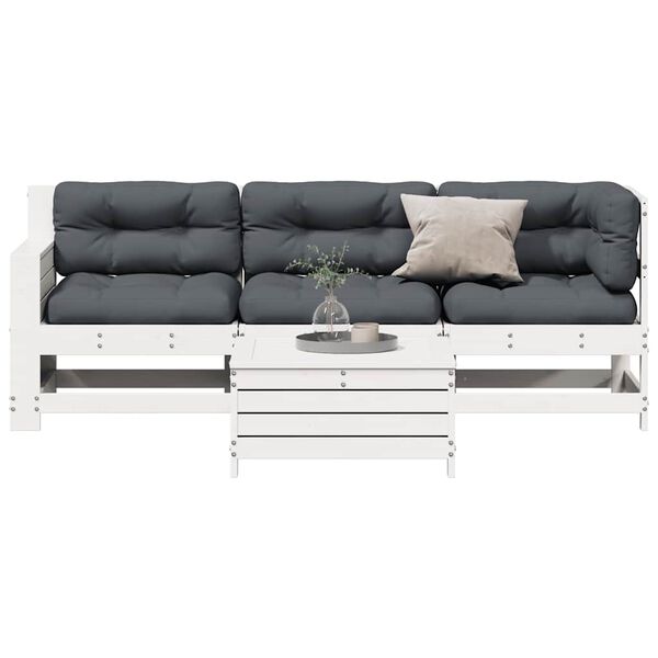 vidaXL 4-delige Loungeset met kussens massief grenenhout