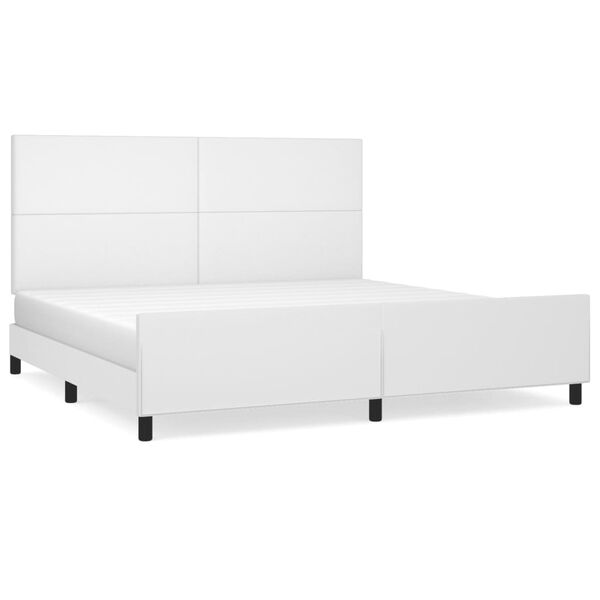 vidaXL Bedframe met hoofdbord kunstleer wit 200x200 cm