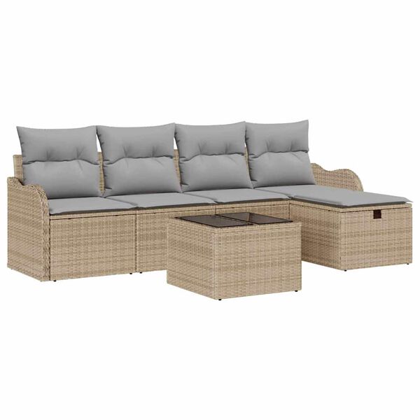 vidaXL Tuin Sofa Set met kussen 6 pcs Beige en Licht Grijs poly rattan