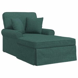 vidaXL Chaise Lounge met Rok met kussen 3 pcs Donkergroen Stof