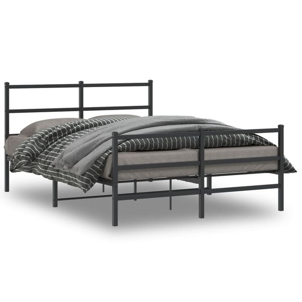 vidaXL Bedframe met hoofd- en voeteneinde&nbsp;metaal zwart 140x200 cm