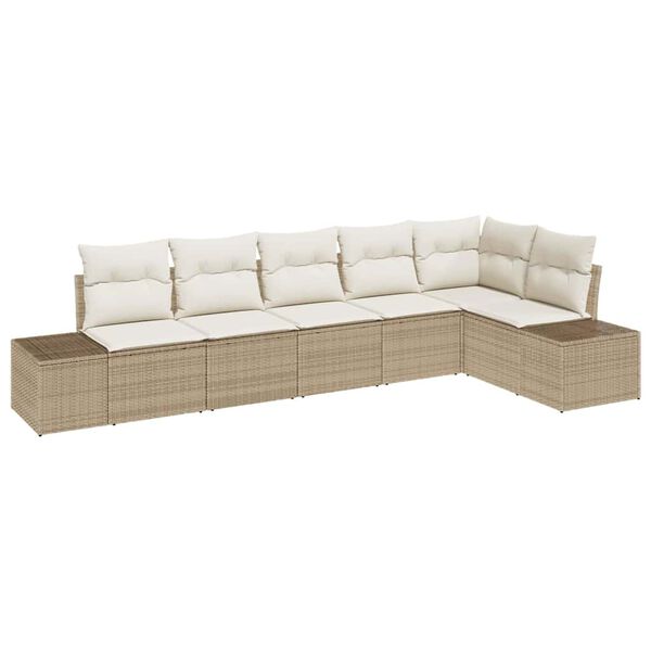 vidaXL Tuinbankenset met opslag 6 pcs Beige en Cr&egrave;me poly rattan