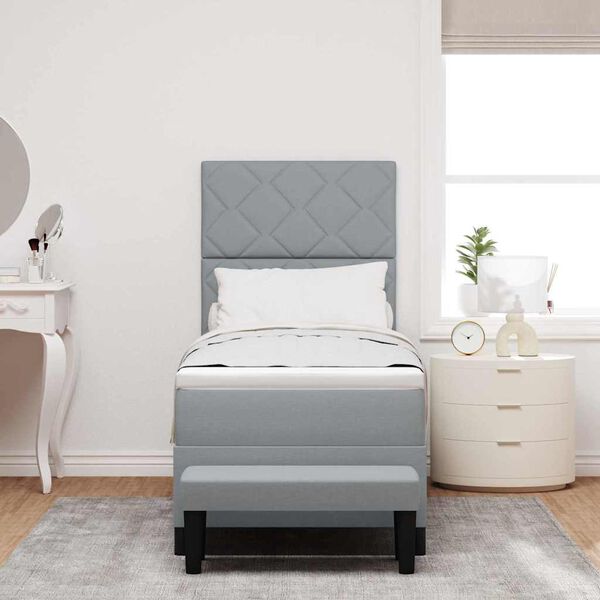 vidaXL Boxspringbed met hoofdeinde Lichtgrijs 80 x 200 cm Stof