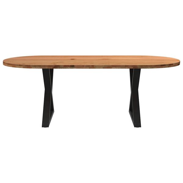 vidaXL Eettafel 220x100x74 cm ovaal massief eikenhout lichtbruin