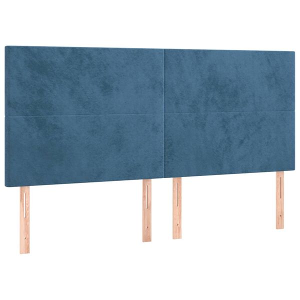 vidaXL Hoofdbord donkerblauw 200x5x118/128 cm fluweel