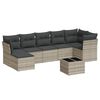 vidaXL 8-delige Loungeset met kussens poly rattan lichtgrijs