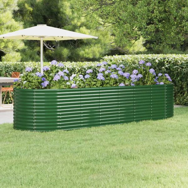 vidaXL Plantenbak 322x100x68 cm gegalvaniseerd staal groen