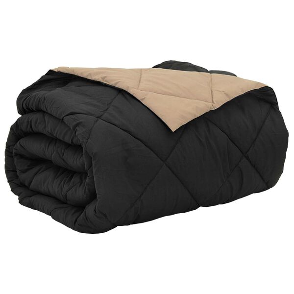 vidaXL Zomer Dekbed Zwart en Taupe 220 x 200 cm Microfiber