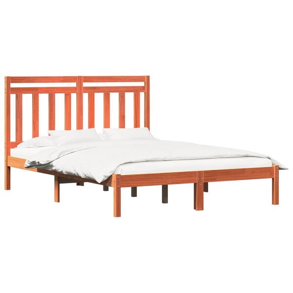 vidaXL Bedframe Wasbruin 205,5 x 165,5 x 100 cm Massief Vurenhout