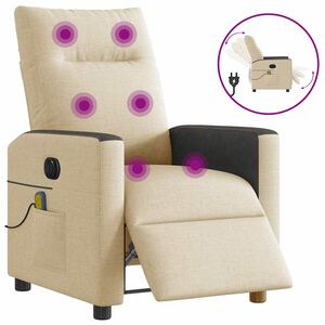 vidaXL Massagestoel elektrisch verstelbaar stof cr&egrave;mekleurig