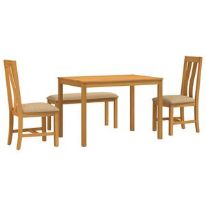 vidaXL Eetkamerset 4 st Beige Massief Eikenhout