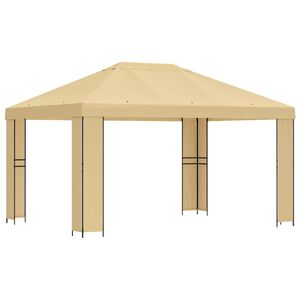vidaXL Prieel 4 &times; 3 m Cr&egrave;mekleurig Polyester en staal 190 gsm
