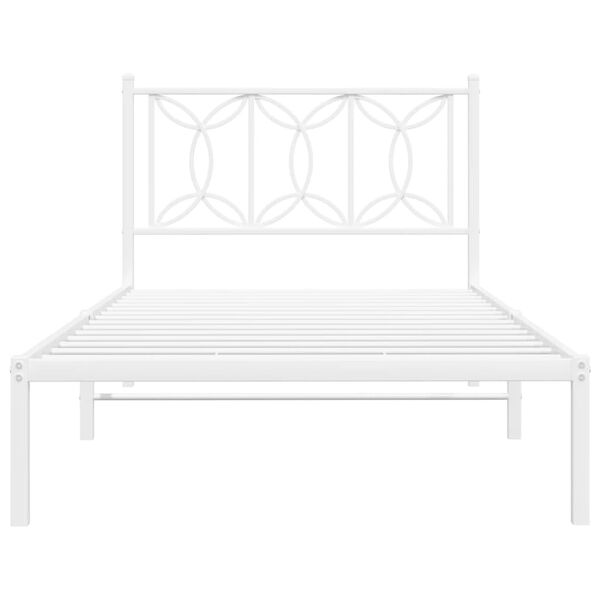 vidaXL Bedframe met hoofdbord metaal wit 107x203 cm
