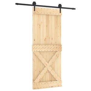 vidaXL Schuifdeur Naturel en Zwart 85 x 210 cm Massief Grenenhout