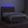 vidaXL Boxspring met matras en LED stof taupe 140x200 cm