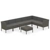vidaXL 8-delige Loungeset met kussens poly rattan grijs