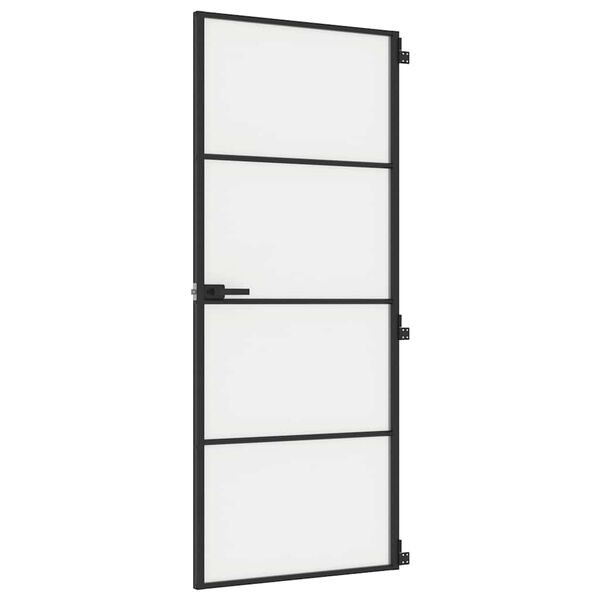vidaXL Binnendeur smal 83x201,5 cm gehard glas en aluminium zwart
