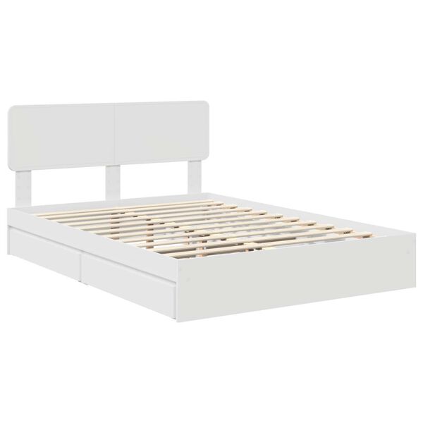 vidaXL Opslag bed met hoofdeinde Wit 140 x 200 cm Bewerkt hout