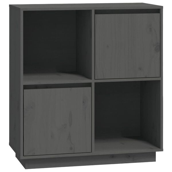 vidaXL Dressoir 74x35x80 cm massief grenenhout grijs