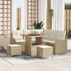 vidaXL Tuinbankenset met kussen 8 pcs Beige poly rattan