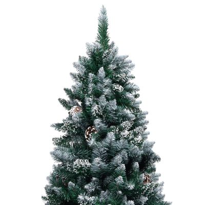 vidaXL Kunstkerstboom met LED's en dennenappels en witte sneeuw 210 cm