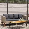 vidaXL Tuinbank 2-zits met kussens poly rattan beige