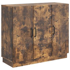 vidaXL Dressoir Gerookt eiken 89 x 34,5 x 77 cm Bewerkt hout