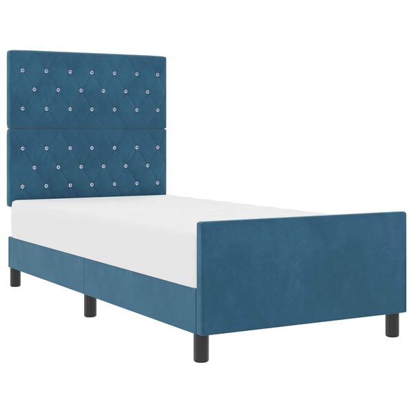 vidaXL Boxspringbed met hoofdeinde Donkerblauw 90 x 200 cm Fluweel