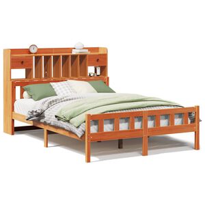 vidaXL Bed met boekenkast zonder matras grenenhout wasbruin 150x200 cm