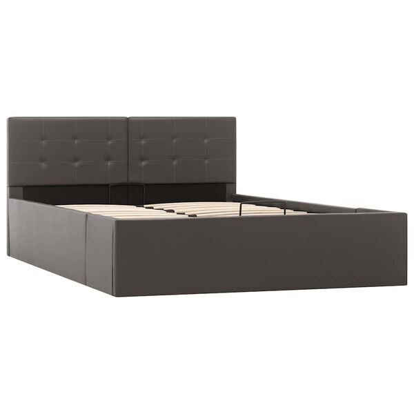vidaXL Bedframe met opslag hydraulisch kunstleer grijs 120x200 cm