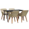 vidaXL Tuin eettafelset 5 st Beige poly rattan