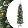 vidaXL Kunstmatige slanke kerstboom met 300 LED Groen en Wit 210 cm