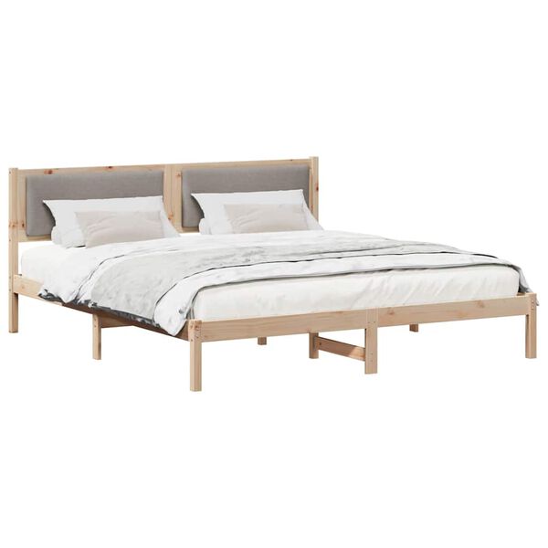 vidaXL Bedframe met hoofdeinde Taupe 200 x 200 cm Massief grenenhout