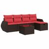 vidaXL 6-delige Loungeset met kussens poly rattan bruin