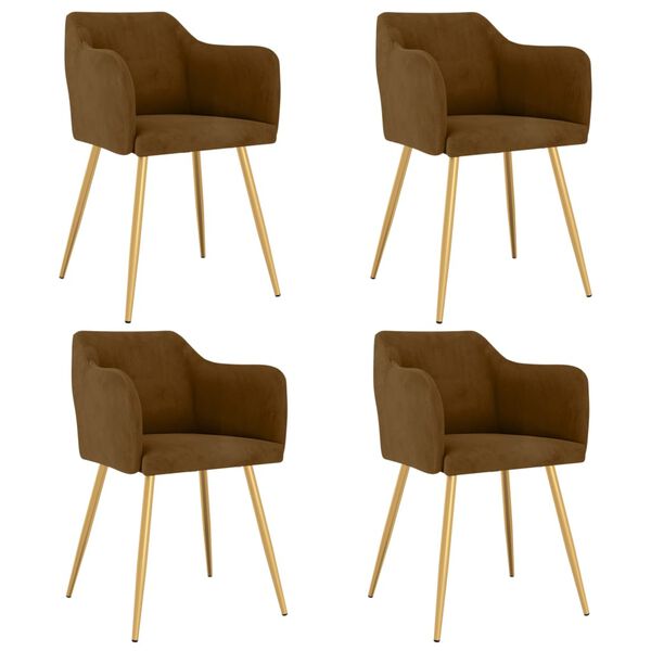 vidaXL Eetkamerstoelen draaibaar 4 st fluweel bruin