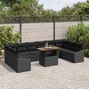 vidaXL Tuin Sofa Set met opslag 11 pcs Zwart Poly riet