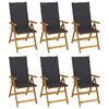 vidaXL Opklapbare stoelen (6 stuks) met kussens, gemaakt van massief acaciahout