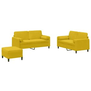 vidaXL 3-delige Loungeset met kussens fluweel geel